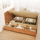 Minimalistic Ash Wood Bed Frame Queen Size Bed with Storage - Functional Design for Bedroom  fjjj-1657